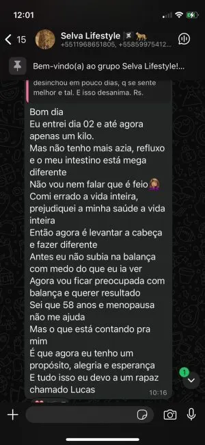 Prova social da dieta da selva - relato de mais energia e emagrecimento